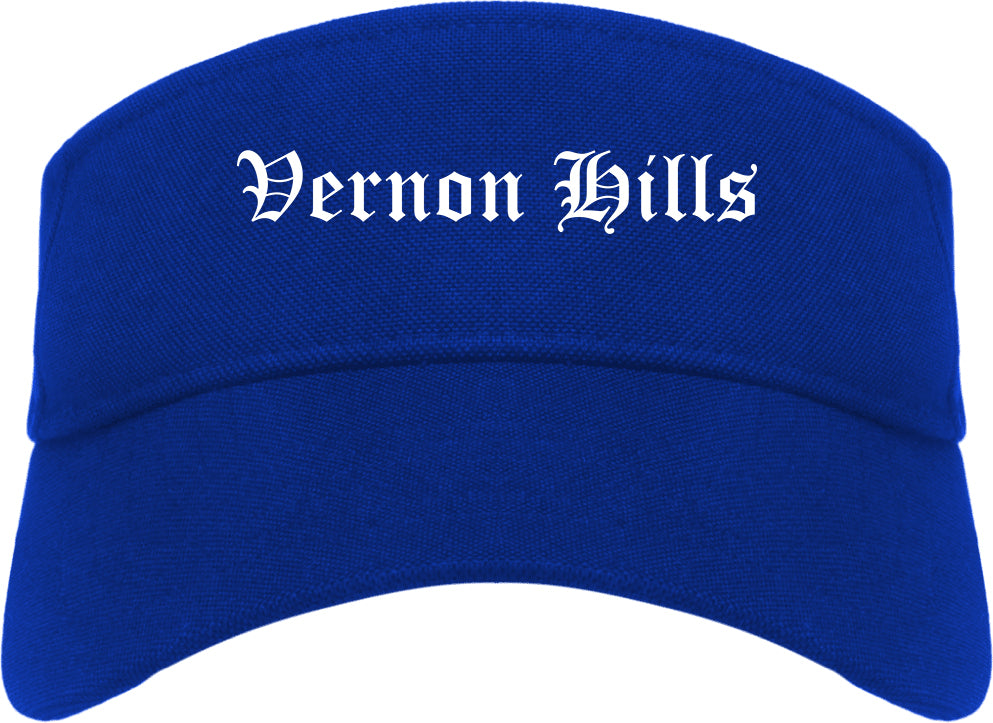 Vernon Hills Illinois IL Old English Mens Visor Cap Hat Royal Blue