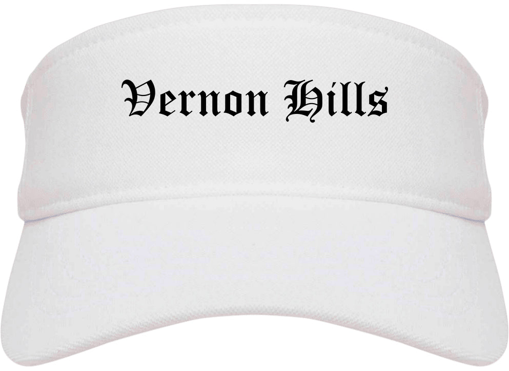 Vernon Hills Illinois IL Old English Mens Visor Cap Hat White