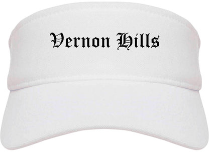 Vernon Hills Illinois IL Old English Mens Visor Cap Hat White