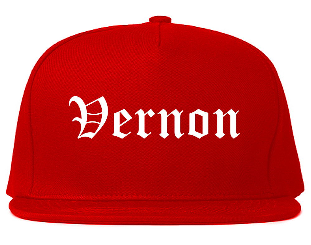Vernon Texas TX Old English Mens Snapback Hat Red