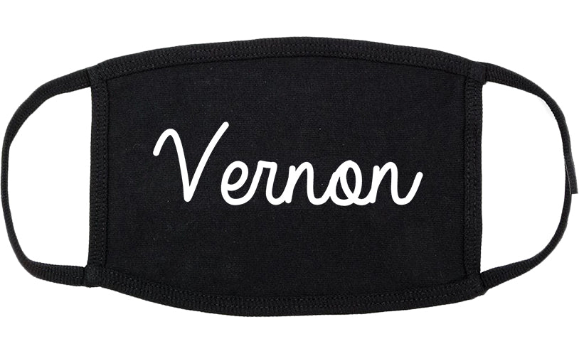 Vernon Texas TX Script Cotton Face Mask Black