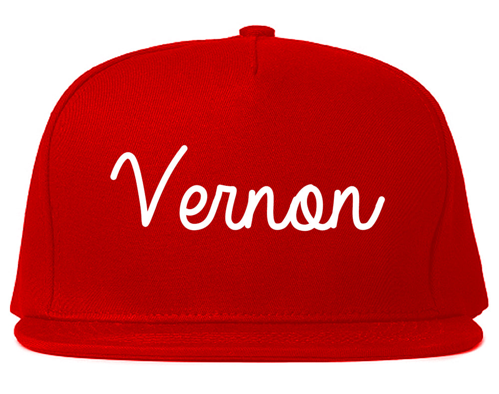 Vernon Texas TX Script Mens Snapback Hat Red