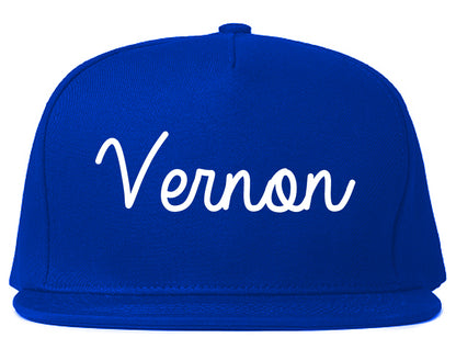 Vernon Texas TX Script Mens Snapback Hat Royal Blue