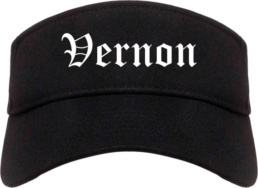 Vernon Texas TX Old English Mens Visor Cap Hat Black