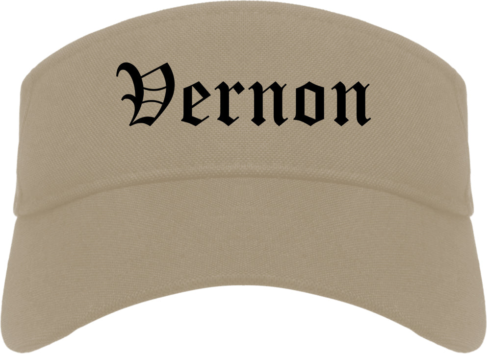 Vernon Texas TX Old English Mens Visor Cap Hat Khaki