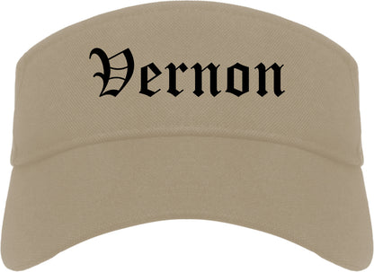 Vernon Texas TX Old English Mens Visor Cap Hat Khaki