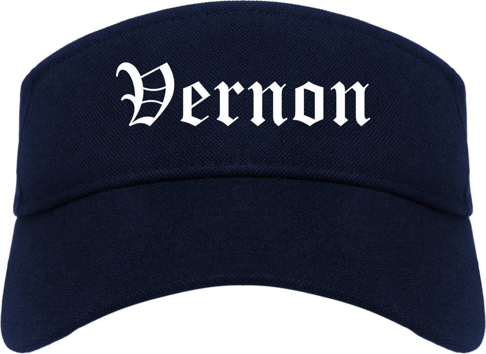 Vernon Texas TX Old English Mens Visor Cap Hat Navy Blue