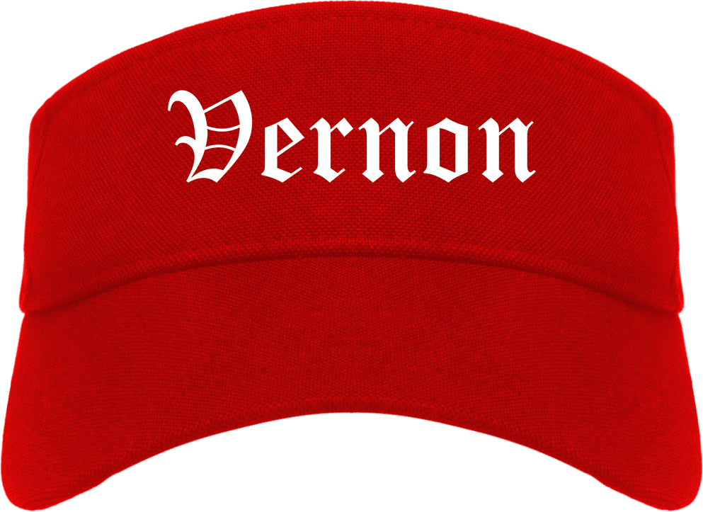 Vernon Texas TX Old English Mens Visor Cap Hat Red