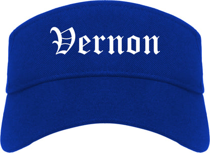 Vernon Texas TX Old English Mens Visor Cap Hat Royal Blue
