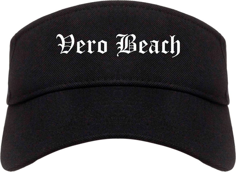 Vero Beach Florida FL Old English Mens Visor Cap Hat Black