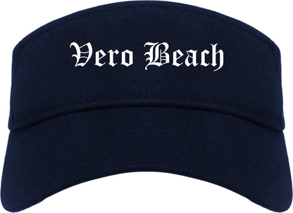 Vero Beach Florida FL Old English Mens Visor Cap Hat Navy Blue