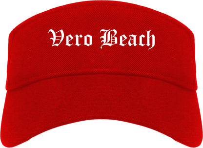 Vero Beach Florida FL Old English Mens Visor Cap Hat Red