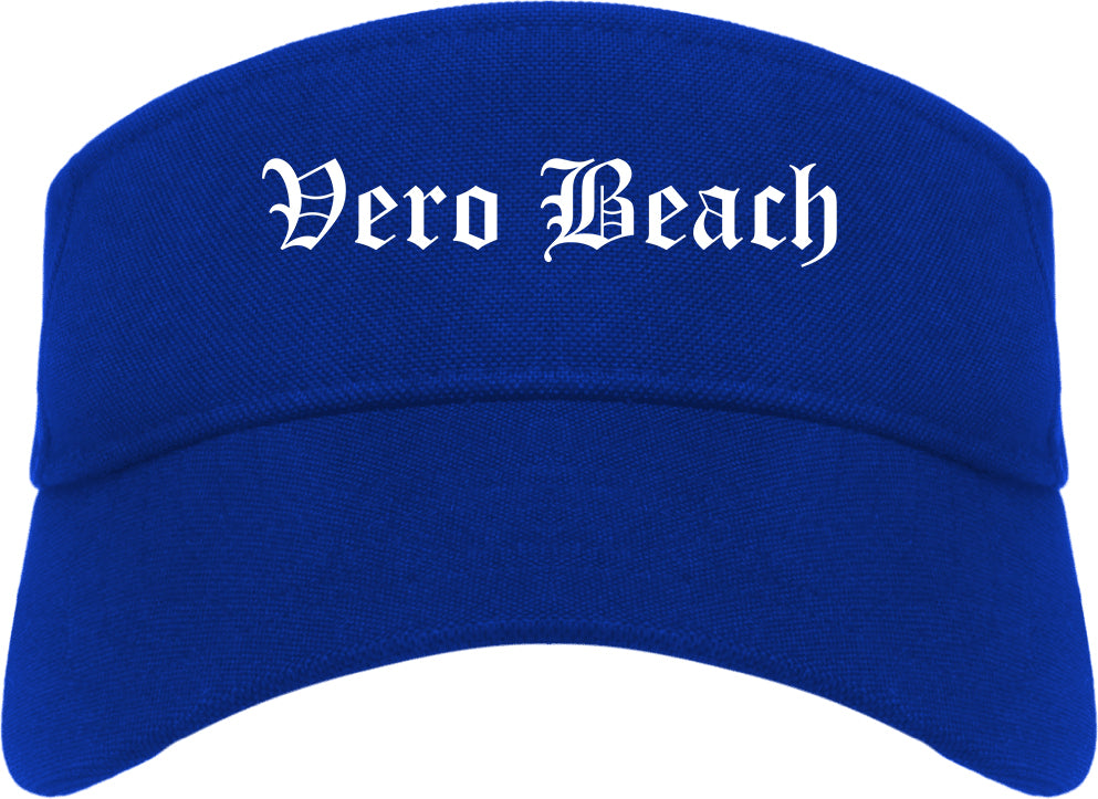 Vero Beach Florida FL Old English Mens Visor Cap Hat Royal Blue