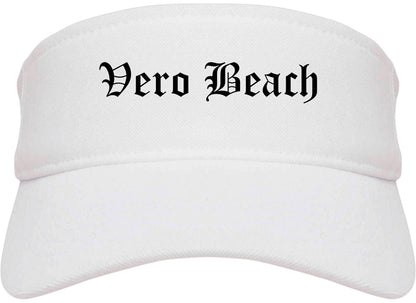 Vero Beach Florida FL Old English Mens Visor Cap Hat White