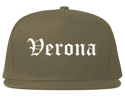 Verona Wisconsin WI Old English Mens Snapback Hat Grey
