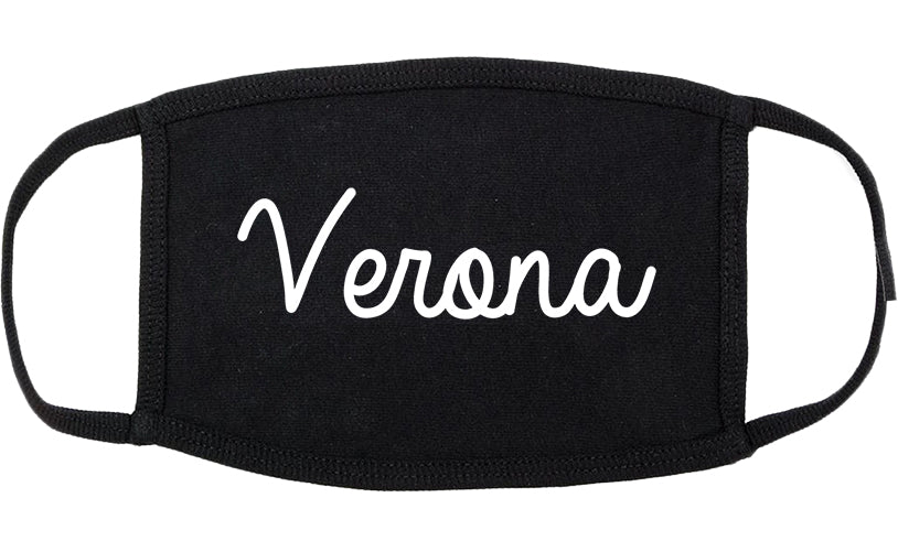 Verona Wisconsin WI Script Cotton Face Mask Black