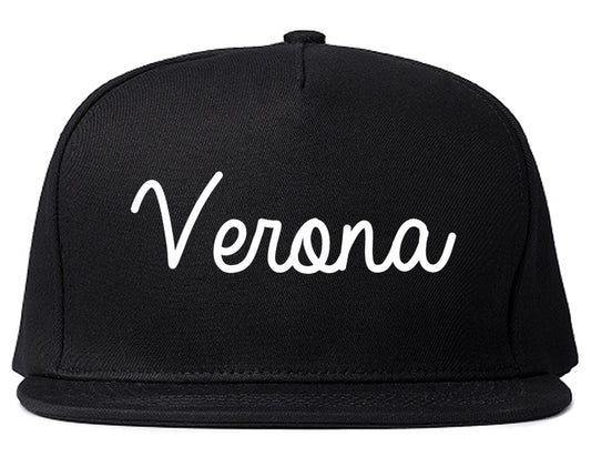 Verona Wisconsin WI Script Mens Snapback Hat Black