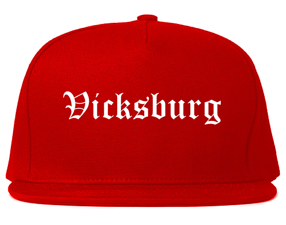 Vicksburg Mississippi MS Old English Mens Snapback Hat Red