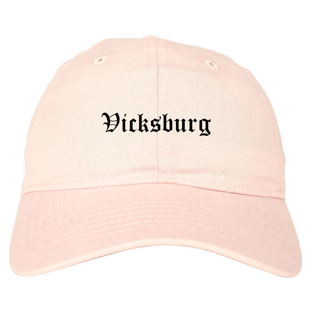 Vicksburg Mississippi MS Old English Mens Dad Hat Baseball Cap Pink