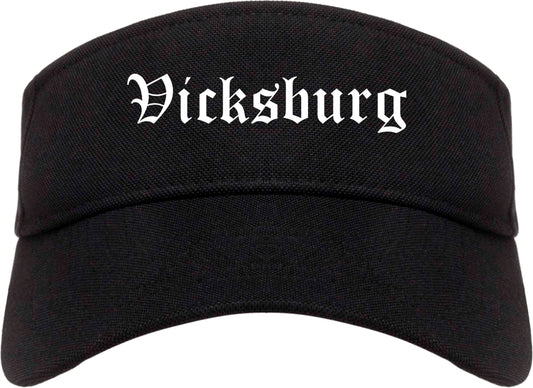 Vicksburg Mississippi MS Old English Mens Visor Cap Hat Black