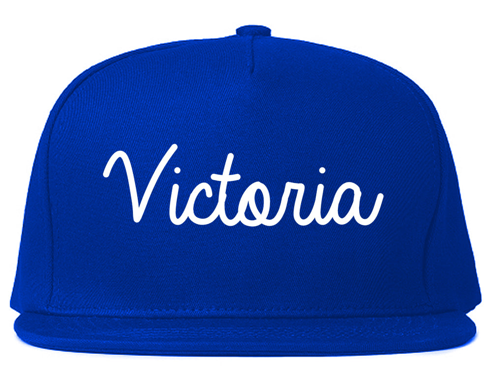 Victoria Minnesota MN Script Mens Snapback Hat Royal Blue