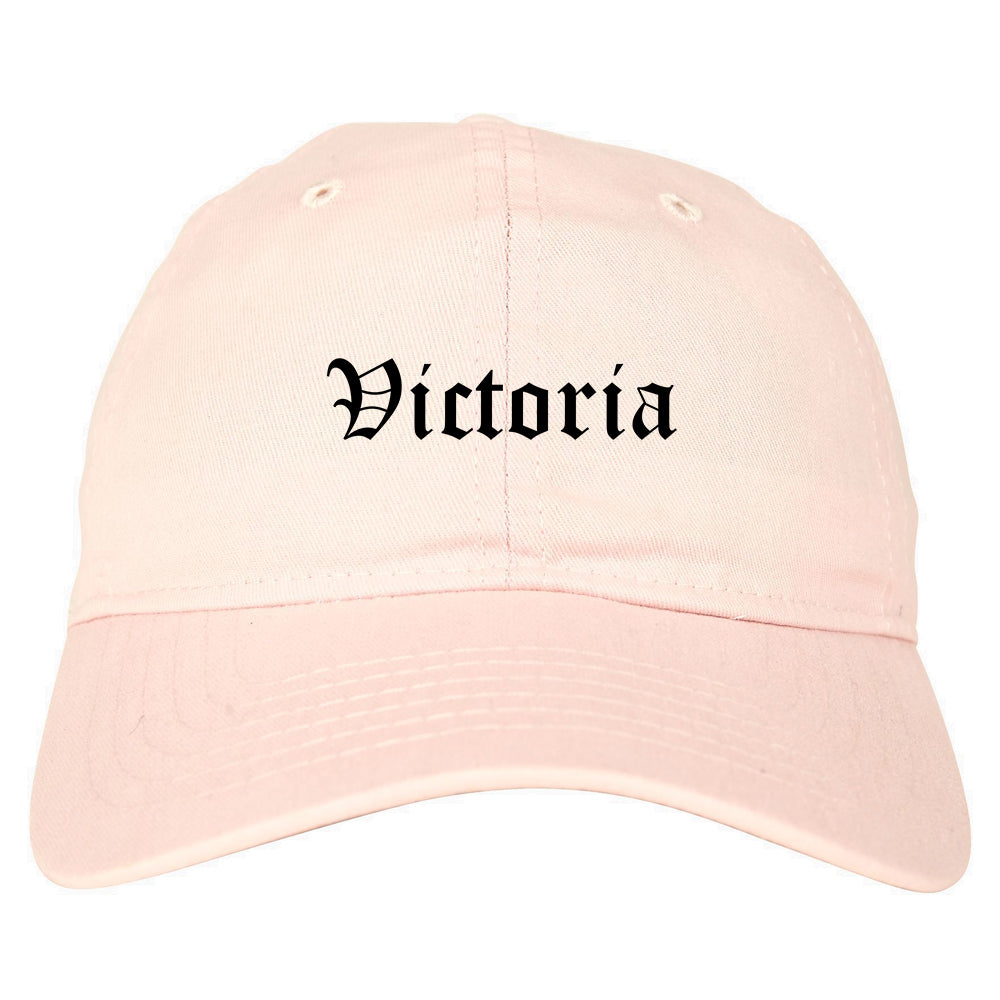 Victoria Texas TX Old English Mens Dad Hat Baseball Cap Pink