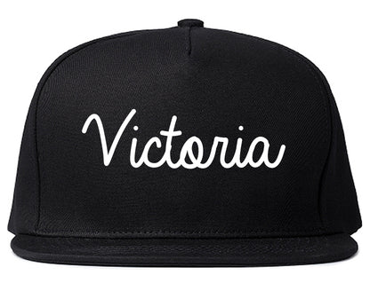 Victoria Texas TX Script Mens Snapback Hat Black