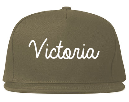 Victoria Texas TX Script Mens Snapback Hat Grey