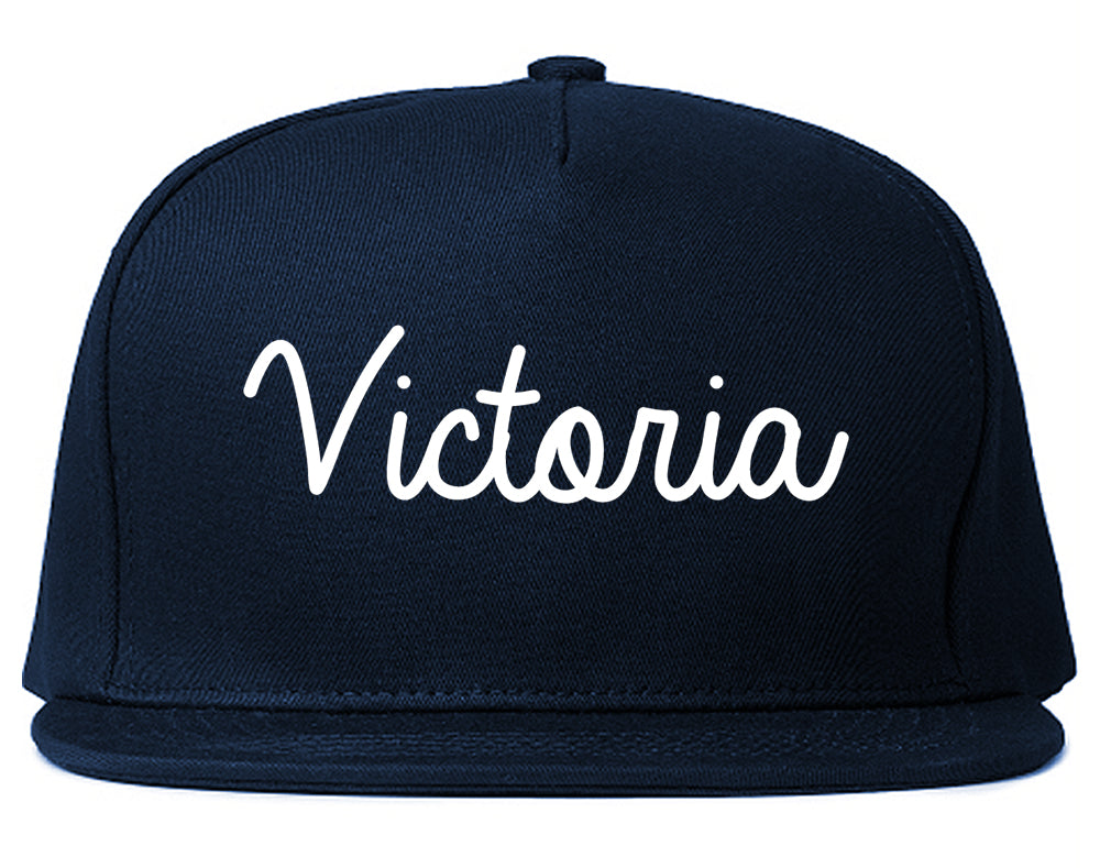 Victoria Texas TX Script Mens Snapback Hat Navy Blue