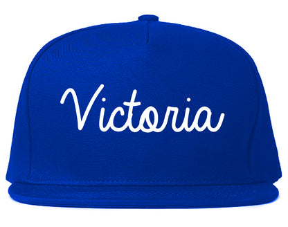 Victoria Texas TX Script Mens Snapback Hat Royal Blue