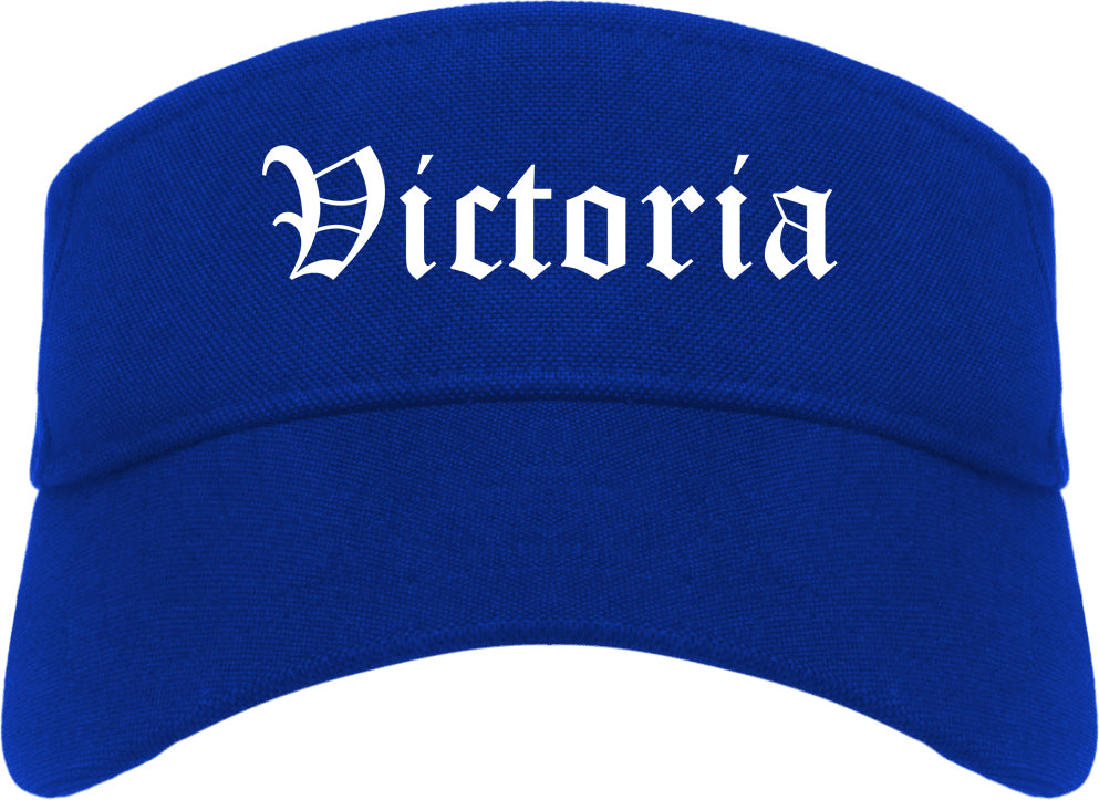 Victoria Texas TX Old English Mens Visor Cap Hat Royal Blue