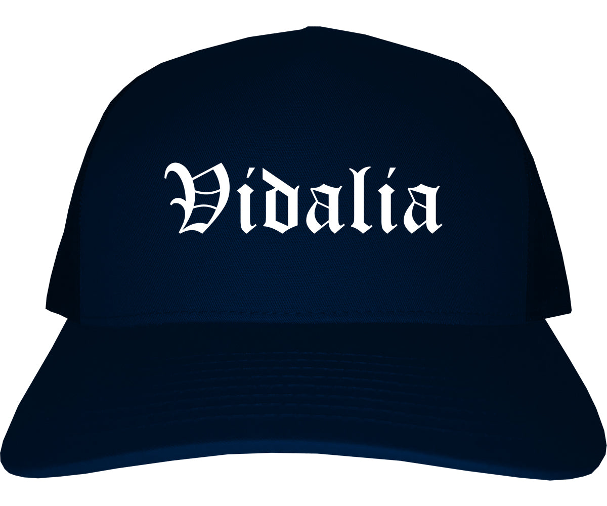 Vidalia Georgia GA Old English Mens Trucker Hat Cap Navy Blue