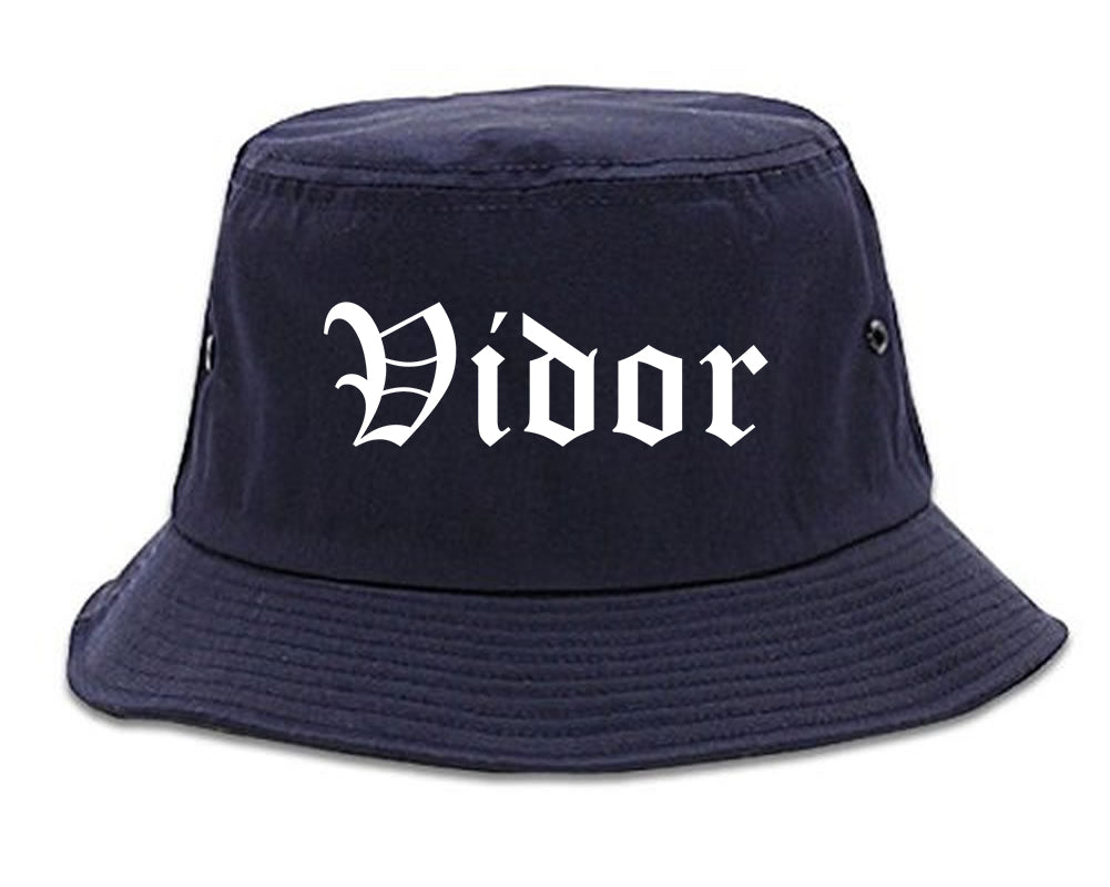 Vidor Texas TX Old English Mens Bucket Hat Navy Blue