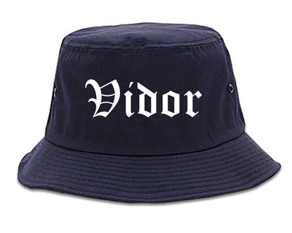Vidor Texas TX Old English Mens Bucket Hat Navy Blue