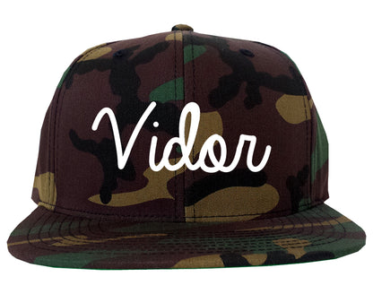 Vidor Texas TX Script Mens Snapback Hat Army Camo