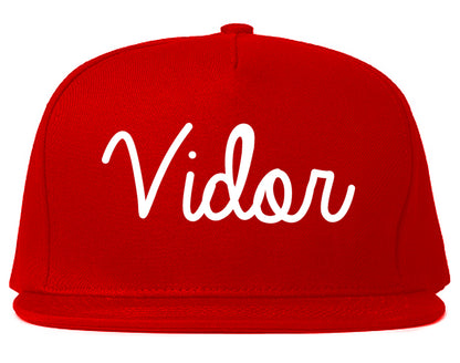 Vidor Texas TX Script Mens Snapback Hat Red