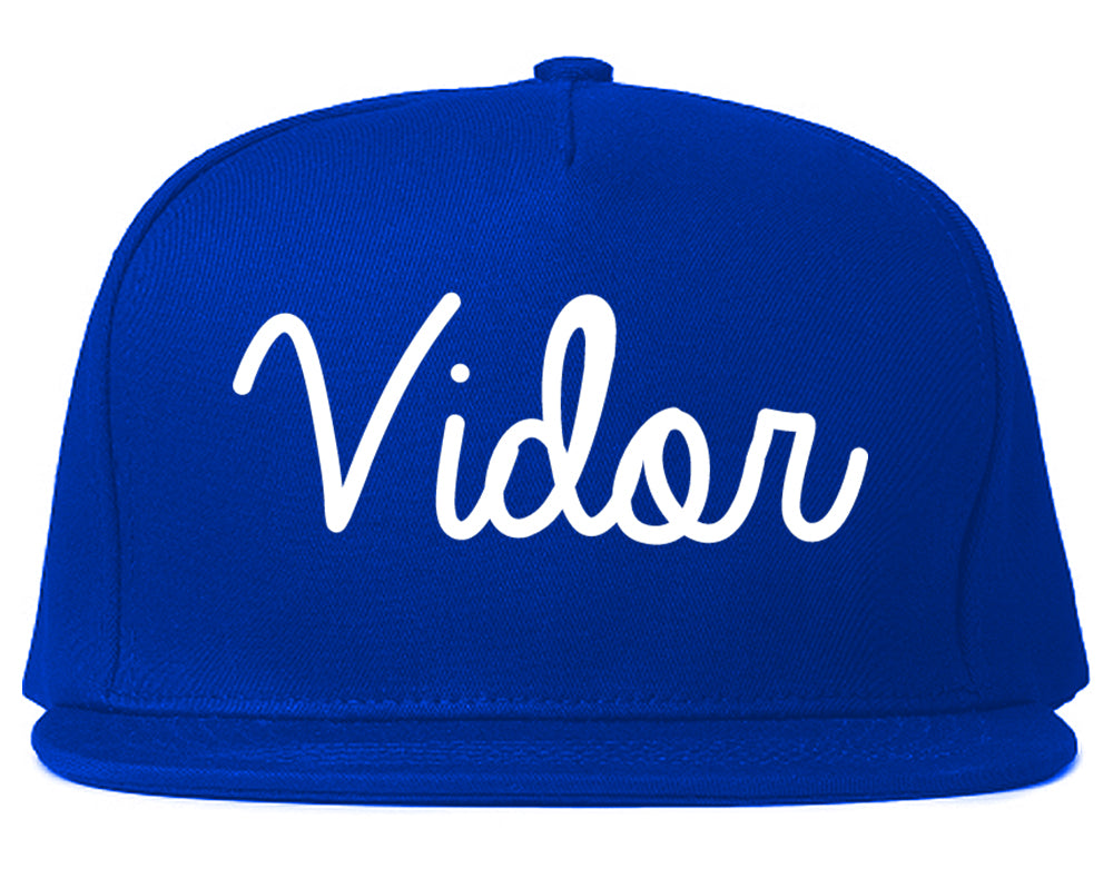 Vidor Texas TX Script Mens Snapback Hat Royal Blue
