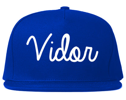 Vidor Texas TX Script Mens Snapback Hat Royal Blue