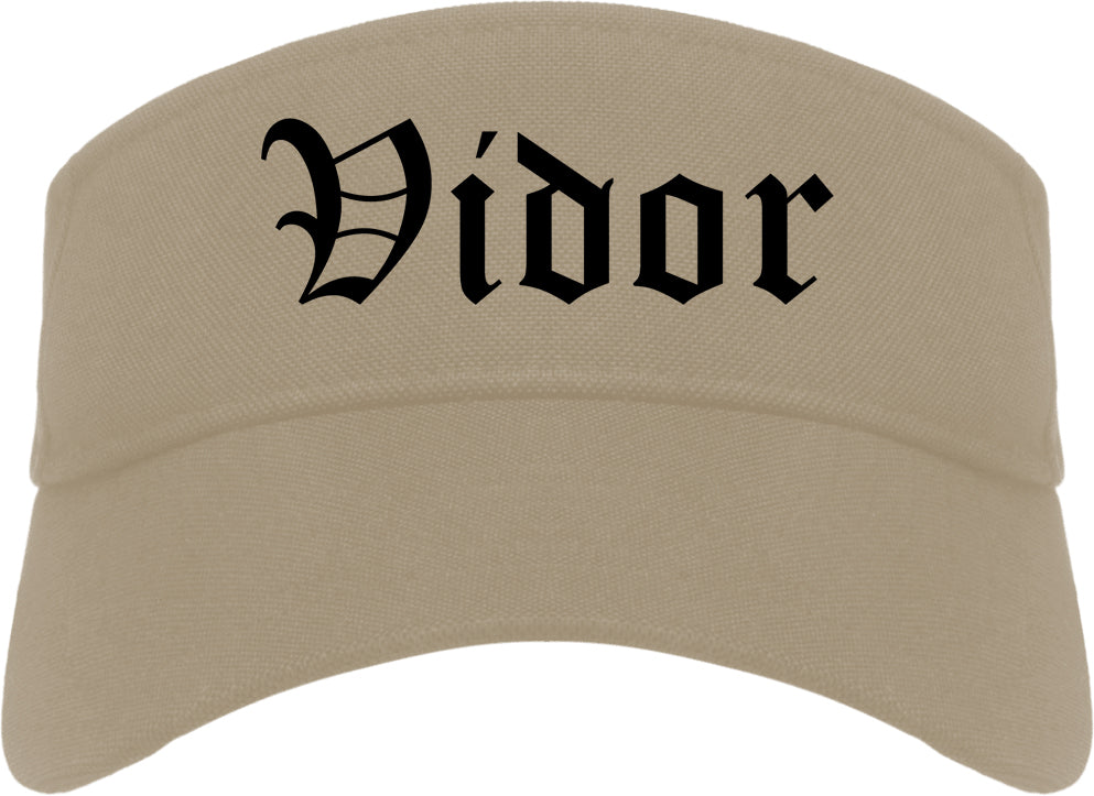 Vidor Texas TX Old English Mens Visor Cap Hat Khaki