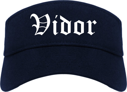 Vidor Texas TX Old English Mens Visor Cap Hat Navy Blue