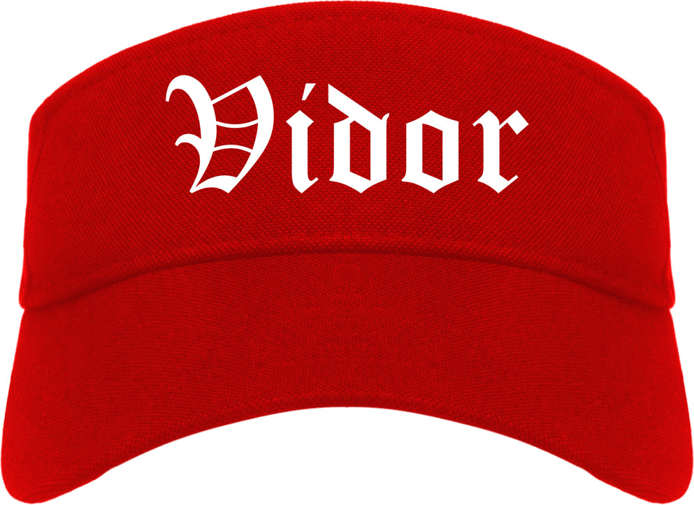 Vidor Texas TX Old English Mens Visor Cap Hat Red
