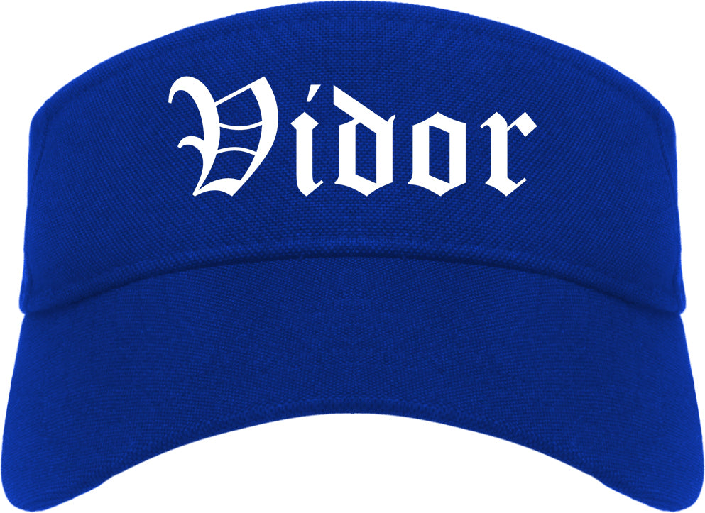 Vidor Texas TX Old English Mens Visor Cap Hat Royal Blue