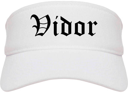 Vidor Texas TX Old English Mens Visor Cap Hat White