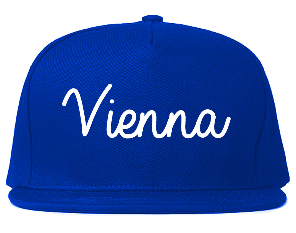 Vienna Virginia VA Script Mens Snapback Hat Royal Blue