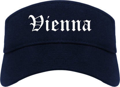 Vienna Virginia VA Old English Mens Visor Cap Hat Navy Blue