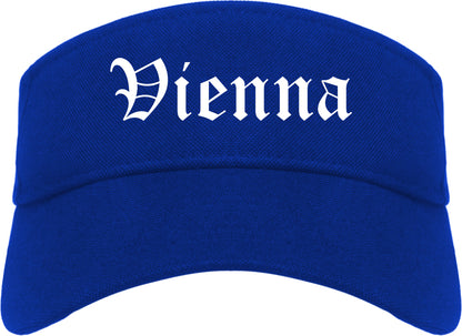 Vienna Virginia VA Old English Mens Visor Cap Hat Royal Blue