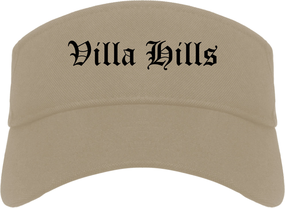 Villa Hills Kentucky KY Old English Mens Visor Cap Hat Khaki
