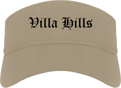 Villa Hills Kentucky KY Old English Mens Visor Cap Hat Khaki