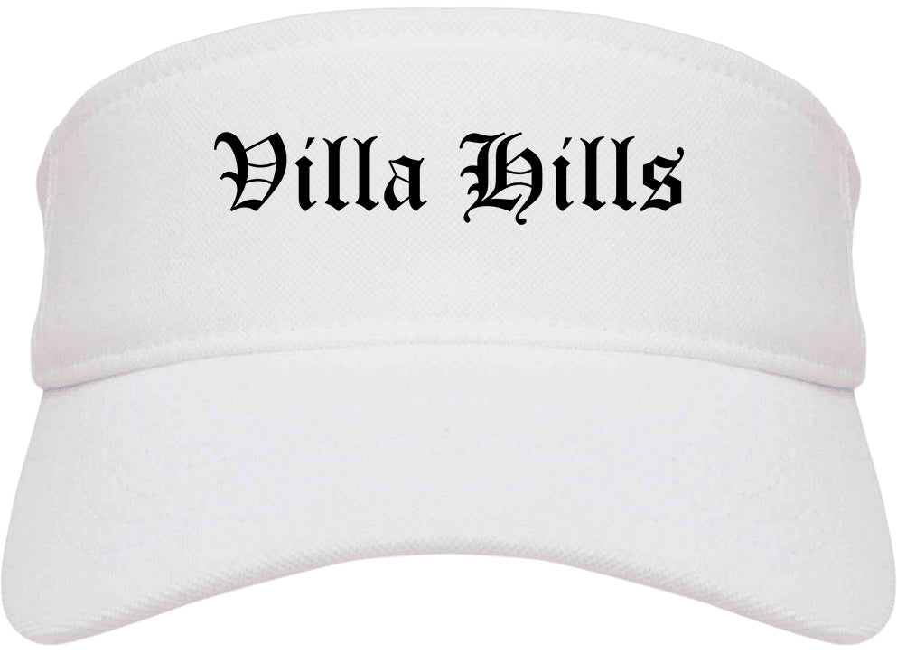 Villa Hills Kentucky KY Old English Mens Visor Cap Hat White