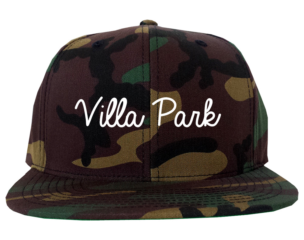 Villa Park California CA Script Mens Snapback Hat Army Camo